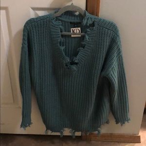 Staccato Teal Distressed Sweater NWT Sz small